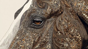 精致花纹马头艺术插画