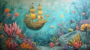 海底奇幻之旅 古老帆船与珊瑚