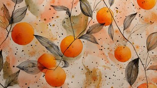 水彩绘橘枝 清新自然风