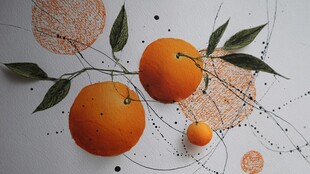 创意橙子艺术插画