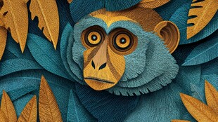 丛林中的猴子艺术插画