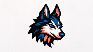 蓝粉配色狼头卡通形象