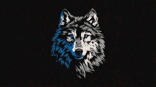 蓝黑狼头图案设计