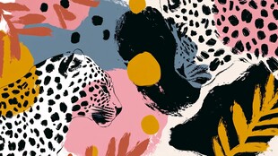 豹纹元素抽象艺术插画