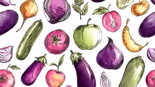 手绘多彩蔬菜水果图案