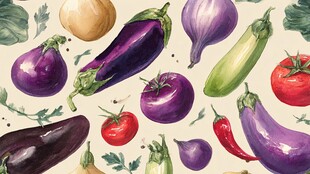 多彩水彩绘新鲜蔬菜集合