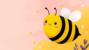 可爱小蜜蜂在粉色背景飞舞