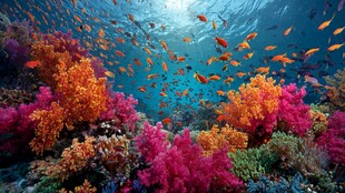梦幻海底珊瑚与群鱼景观