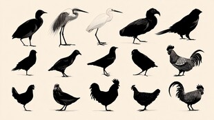 鸟类剪影集合