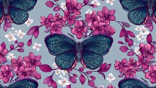 蝴蝶花卉图案的梦幻设计