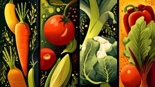 缤纷多彩的新鲜蔬菜插画