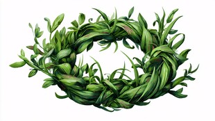 绿叶编织成的精美植物花环