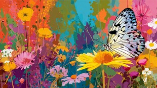 蝶舞繁花间的绚丽景致