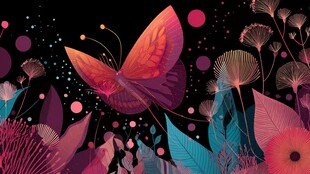 梦幻蝶舞于绚烂花草间