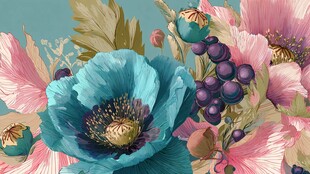 梦幻花卉组合插画