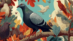 秋日枝头的多彩鸟儿