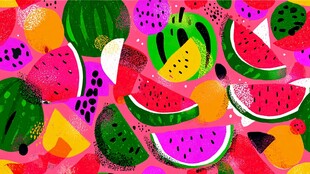 缤纷水果图案的夏日插画