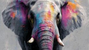 彩色大象艺术肖像画