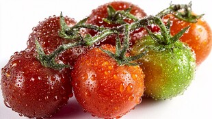 带水珠的多彩新鲜小番茄