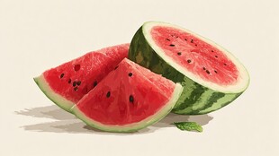 新鲜切片西瓜插画