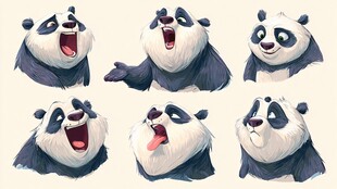多样表情的可爱熊猫形象