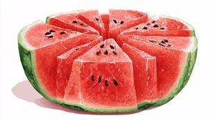 切开的多汁美味大西瓜