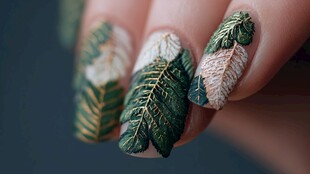 绿叶美甲 指尖上的自然艺术