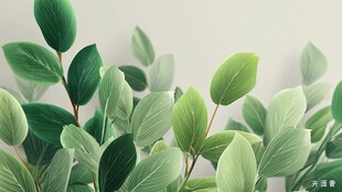 清新绿叶植物特写画面