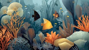 梦幻海底世界的多彩珊瑚鱼