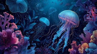 梦幻海底水母与珊瑚世界