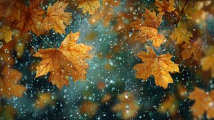 秋意枫叶纷飞梦幻场景