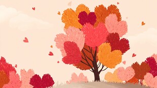 秋日心形树林浪漫景象