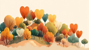 心形树林的梦幻秋日景观