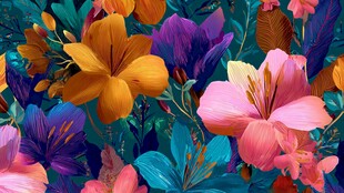 缤纷花卉图案 色彩绚丽