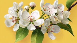 洁白苹果花绽放枝头