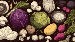 多样新鲜蔬菜与食材集合