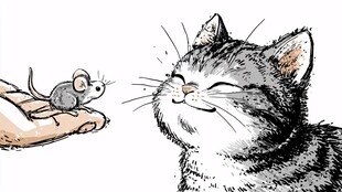 猫咪笑对掌心小老鼠