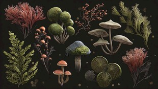 奇幻植物与蘑菇插画集合