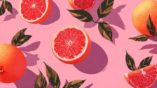 粉色背景上的柑橘类水果图案