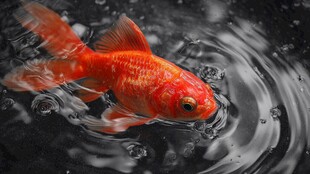 红金鱼于水中泛起涟漪