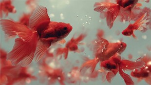 红金鱼水中畅游灵动画面