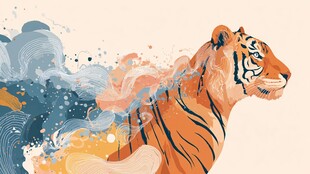 水墨风老虎 灵动艺术形象