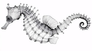 线条勾勒的立体海马模型