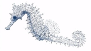 线框风格海马艺术图像