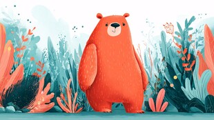 森林中的可爱红棕大熊