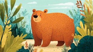 森林中的可爱棕熊