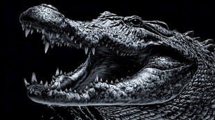 凶猛鳄鱼张嘴特写