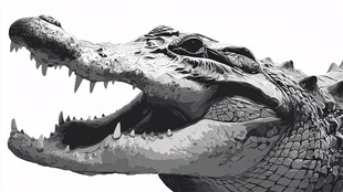 咆哮的鳄鱼头部特写