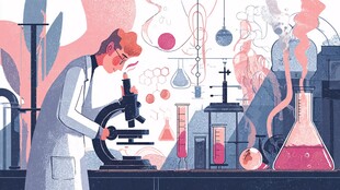 实验室中的科研人员观察实验