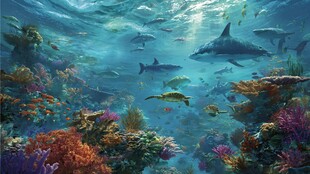 梦幻海底世界的多彩景观